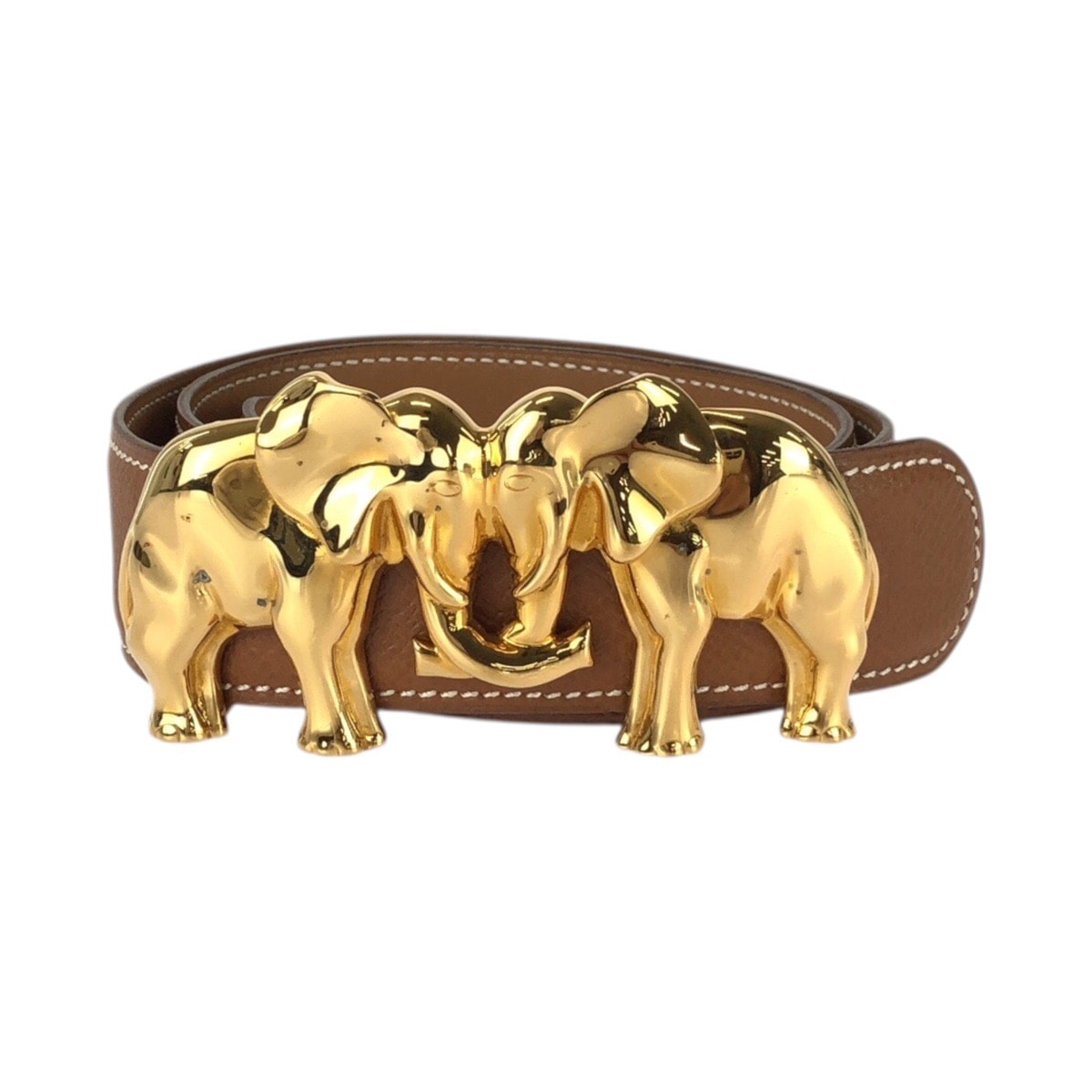 美品 HERMES エルメス リバーシブルベルト 65cm/25.5インチ ブラウン ゴールド金具 レザー メッキ/ ベルト ○Y刻印 604124 【中古】