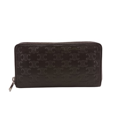 セリーヌ CELINE 長財布 トリオンフ ラウンドファスナー グレー