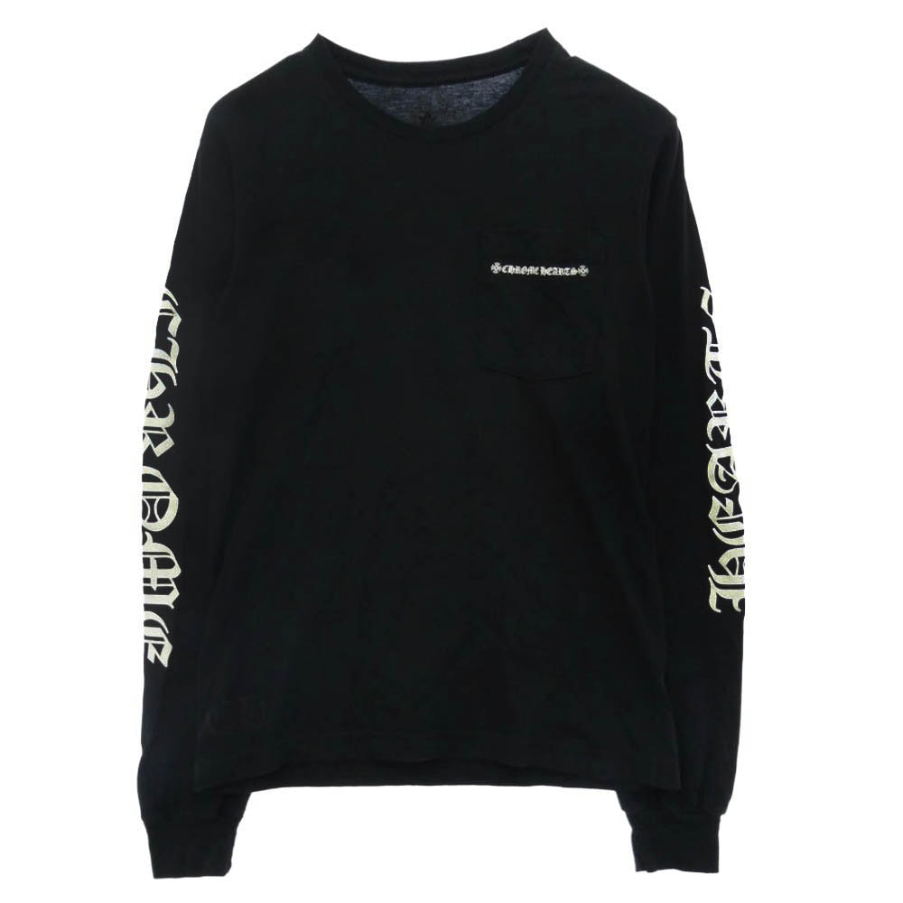 CHROME HEARTS クロムハーツ(原本無) Cemetery Cross Tire Track L/S Tee バックセメタリークロス タイヤトラックプリント長袖Tシャツ ブラック系 S【中古】