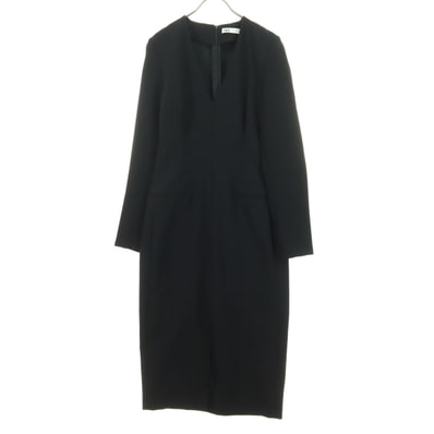美品 ZARA ザラ 長袖 Vネック ロングワンピース M ブラック