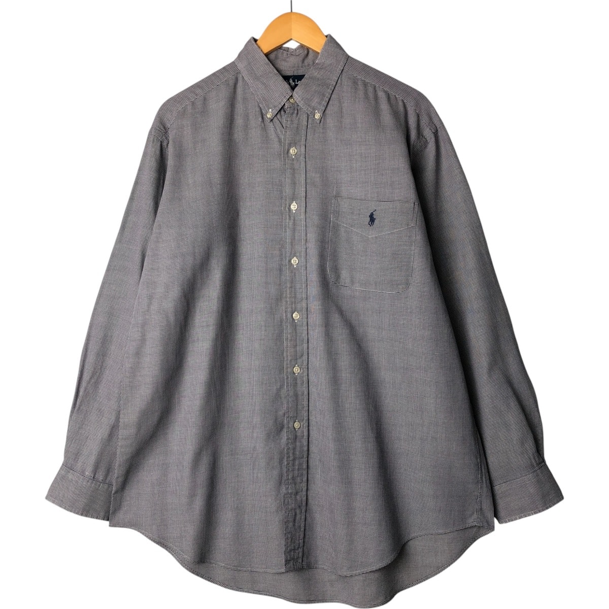 古着 ラルフローレン Ralph Lauren YARMOUTH 千鳥格子柄 長袖 ボタンダウンチェックシャツ メンズL相当/eaa575222