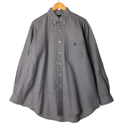 古着 ラルフローレン Ralph Lauren YARMOUTH 千鳥格子柄 長袖 ボタンダウンチェックシャツ メンズL相当/eaa575222