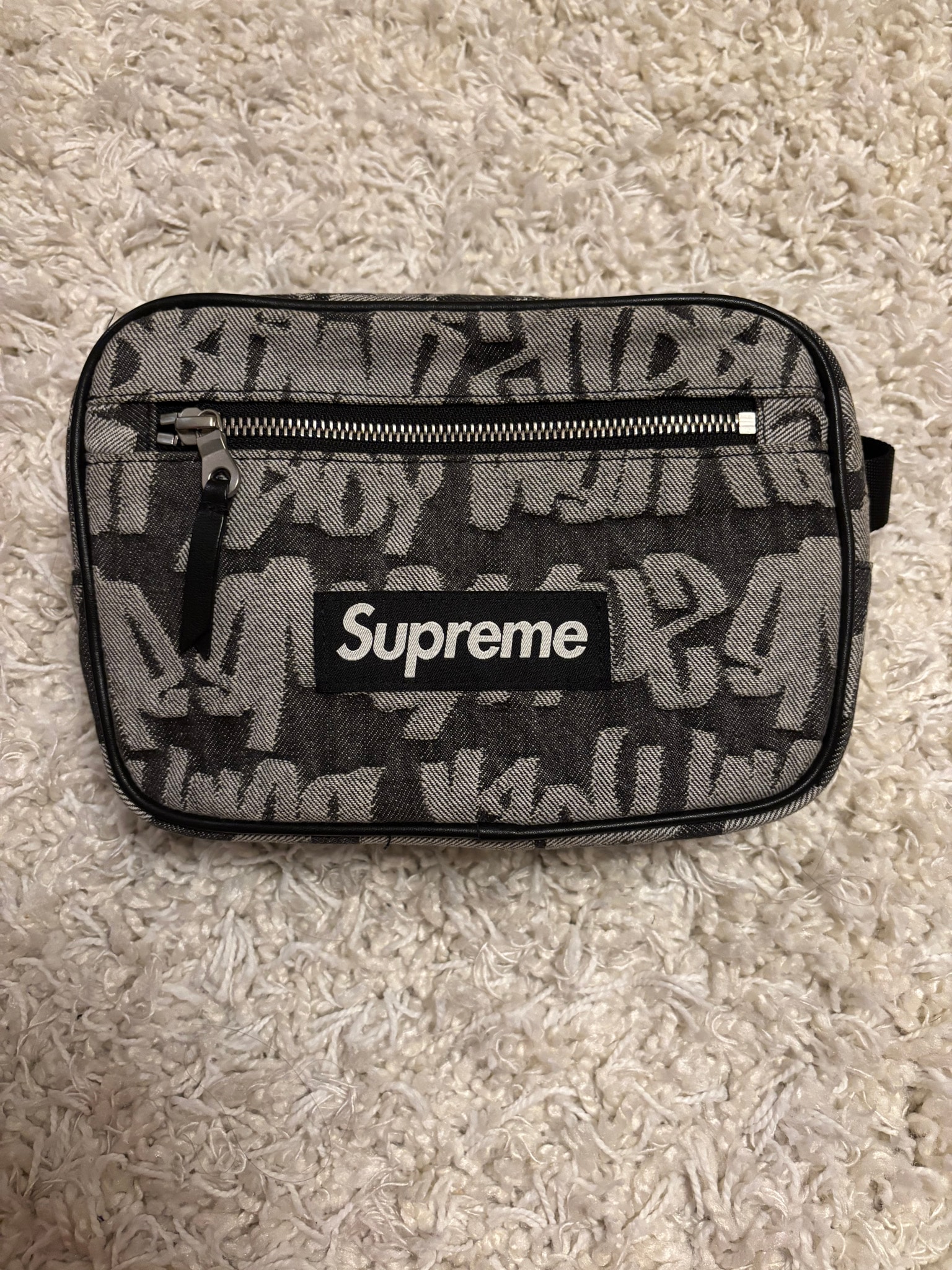 Supreme Fat Tip Jacquard Denim Waist Bag "Black"