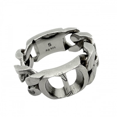 Dior ディオール 指輪 CD Icon チェーンリンク リング アクセサリー ジュエリー Sサイズ 約18号 メンズ 約12.4g【中古品】