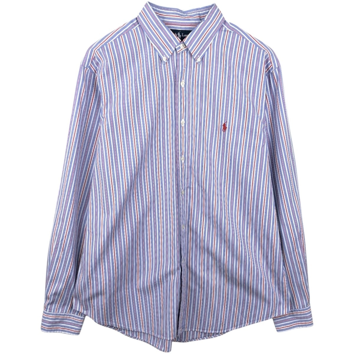 古着 ラルフローレン Ralph Lauren CLASSIC FIT クラシックフィット マルチストライプ 長袖 ボタンダウンストライプシャツ メンズXL相当/eaa662048