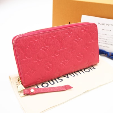 極美品 LOUIS VUITTON ルイ・ヴィトン モノグラム アンプラント ジッピーウォレット グレナード M83639 長財布 ピンク カーフレザー レディース