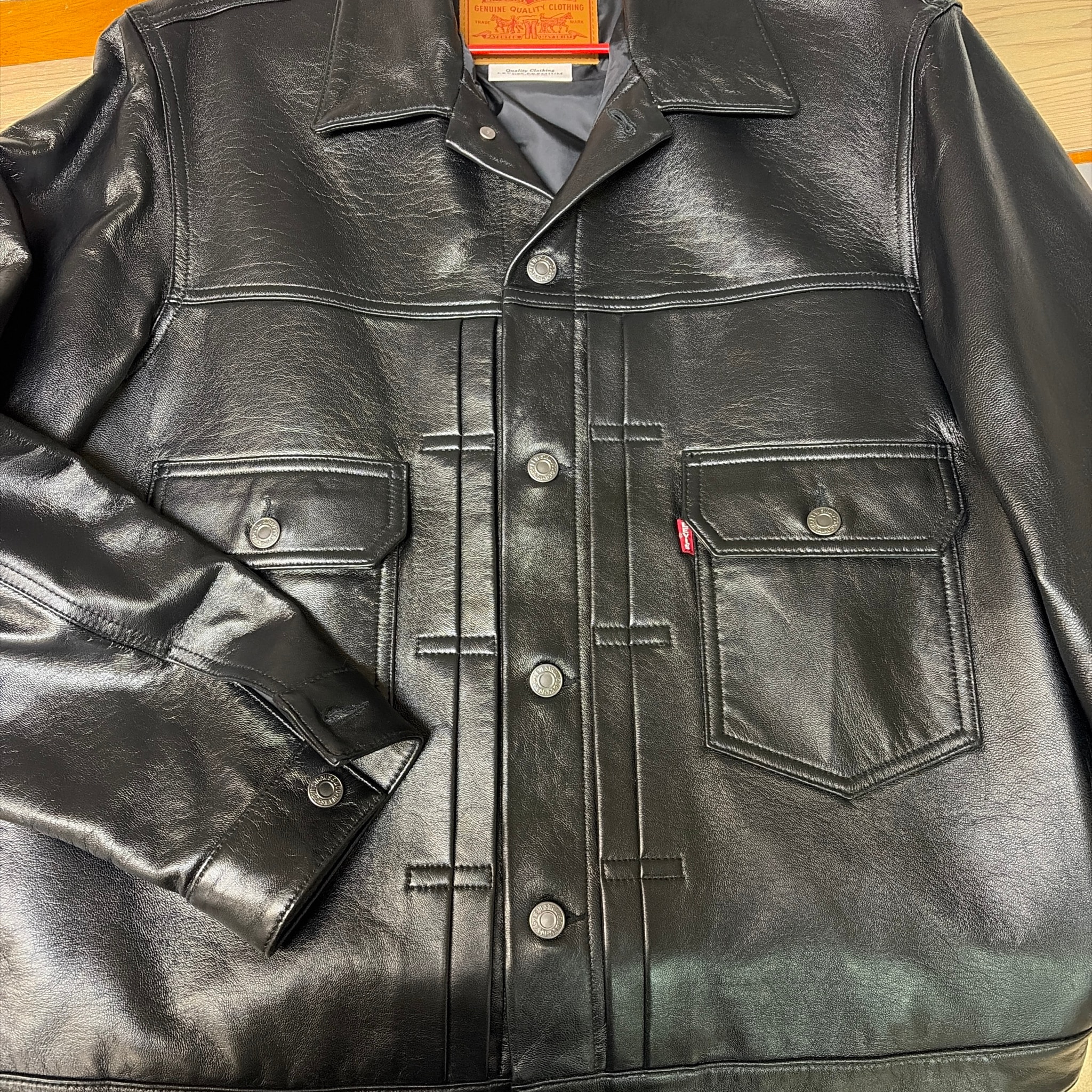 Levi's Premium Black Type ll Trucker Leather Jacket "Black"