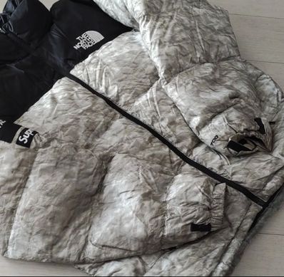 Supreme x The North Face Nuptse Jacket "White Paper Print"