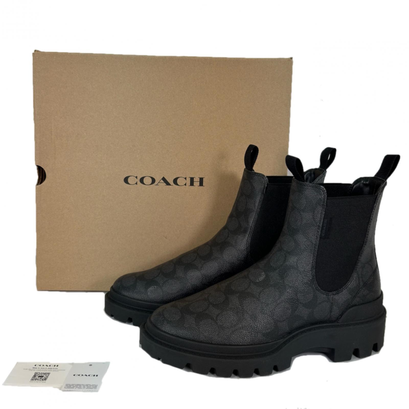 COACH コーチ ブーツ 厚底サイドゴアブーツ コリンブーツ Collin Boot 25.5cm ファッション ファッション小物 アイテム ブラック ダークグレー キャンバス メンズ