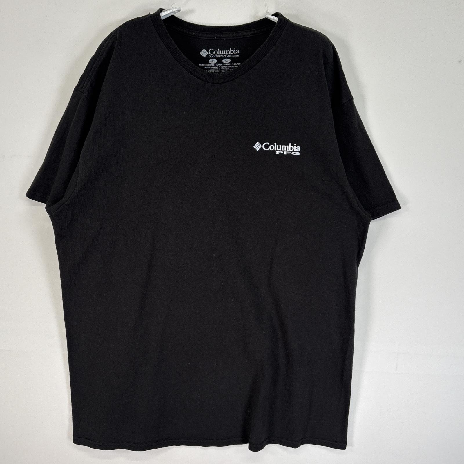 古着 コロンビア Columbia 半袖Tシャツ 両面 ラバープリント PFG クルーネック L  ブラック メンズ