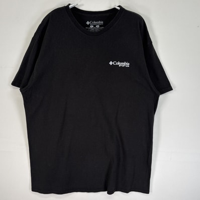 古着 コロンビア Columbia 半袖Tシャツ 両面 ラバープリント PFG クルーネック L ブラック メンズ