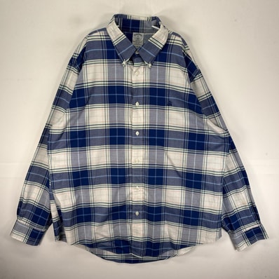 古着 ブルックスブラザーズ Brooks Brothers 長袖シャツ ボタンダウン ワンポイント XL ブルー系 チェック メンズ