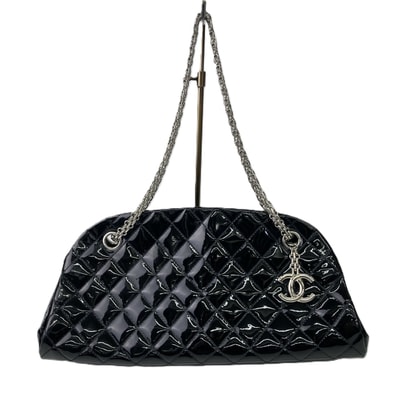 CHANEL シャネル マドモワゼル パテント チェーン ショルダーバッグ ブラック レディース【中古】