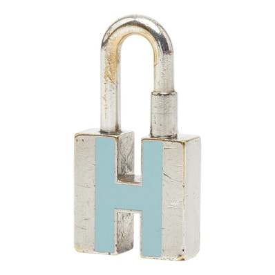 エルメス Hカデナ チャーム シルバー ブルー メタル レディース HERMES 【中古】