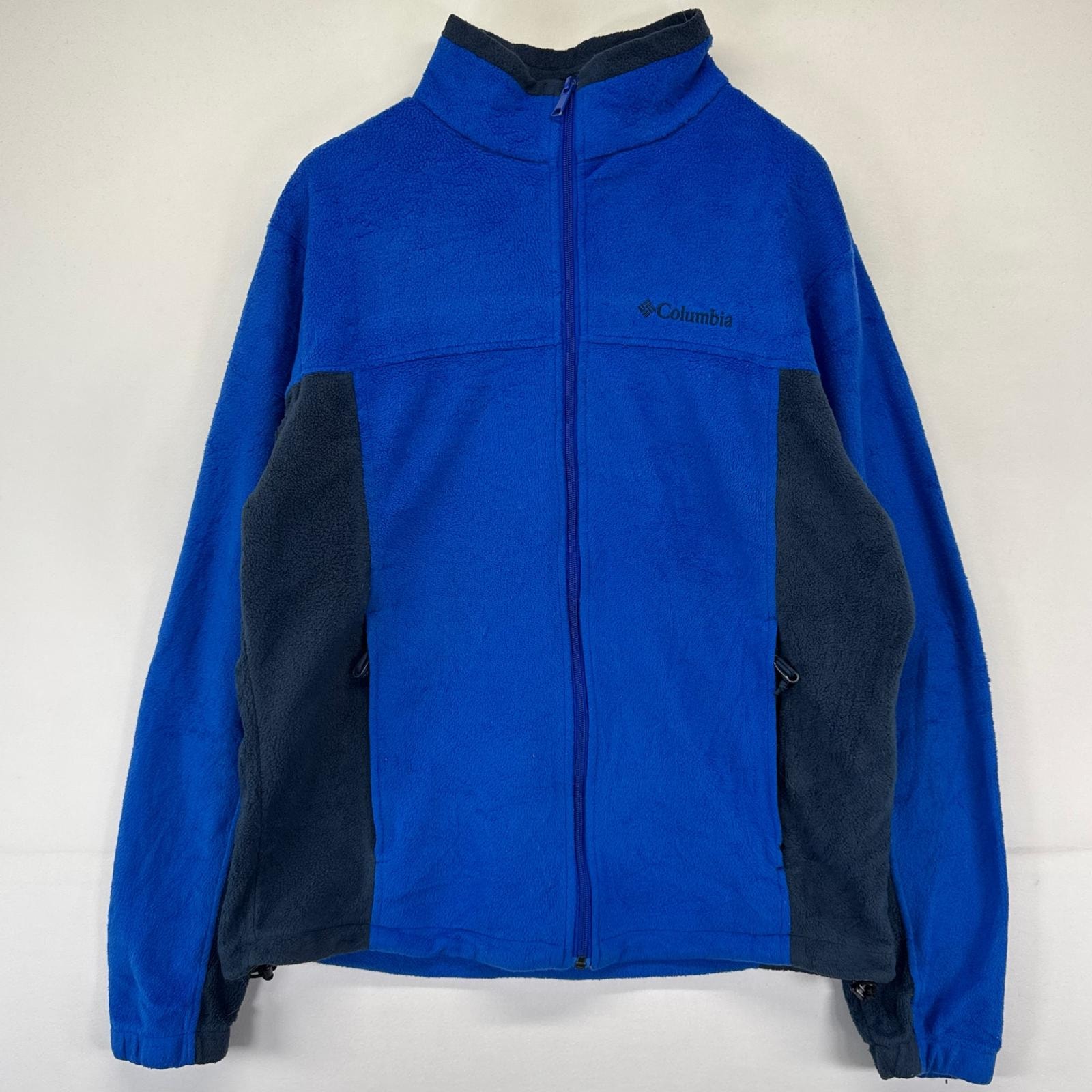 古着 コロンビア Columbia フリース ジャケット フルジップ ワンポイントロゴ 刺繍 ツートンカラー L ブルー系 ツートン メンズ