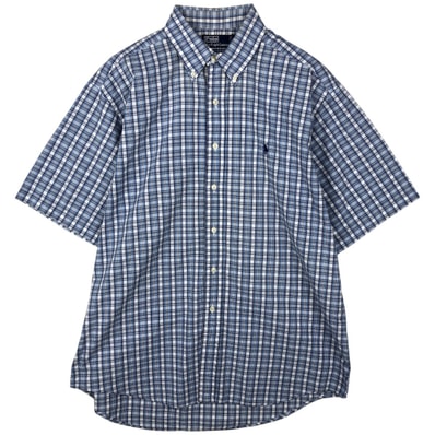 古着 ラルフローレン Ralph Lauren POLO by Ralph Lauren 半袖 ボタンダウン チェックシャツ カナダ製 メンズL相当/eaa643939