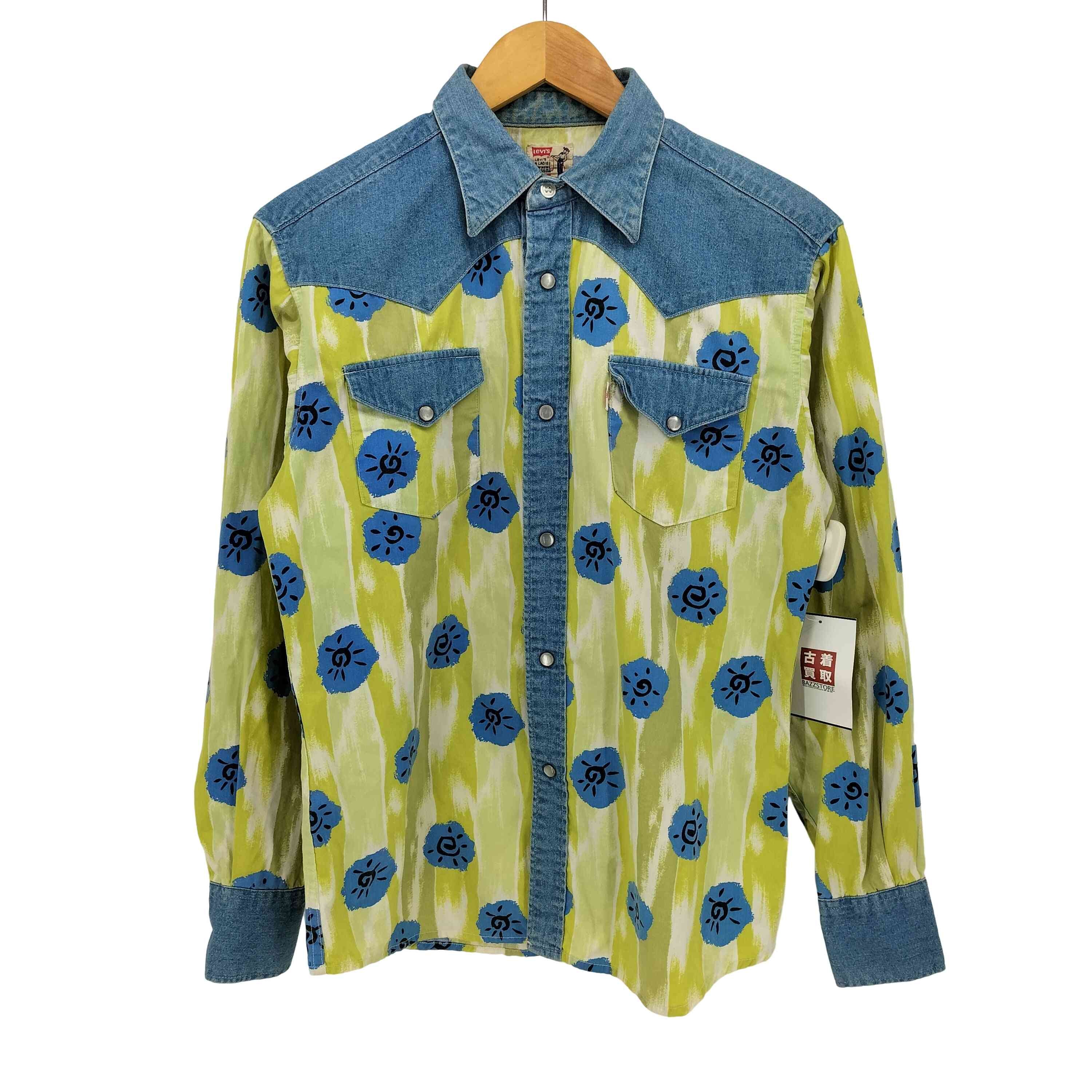 FOR LADIES COWGIRL 総柄 デニム 切り替え ウエスタン シャツ【1139124153558】