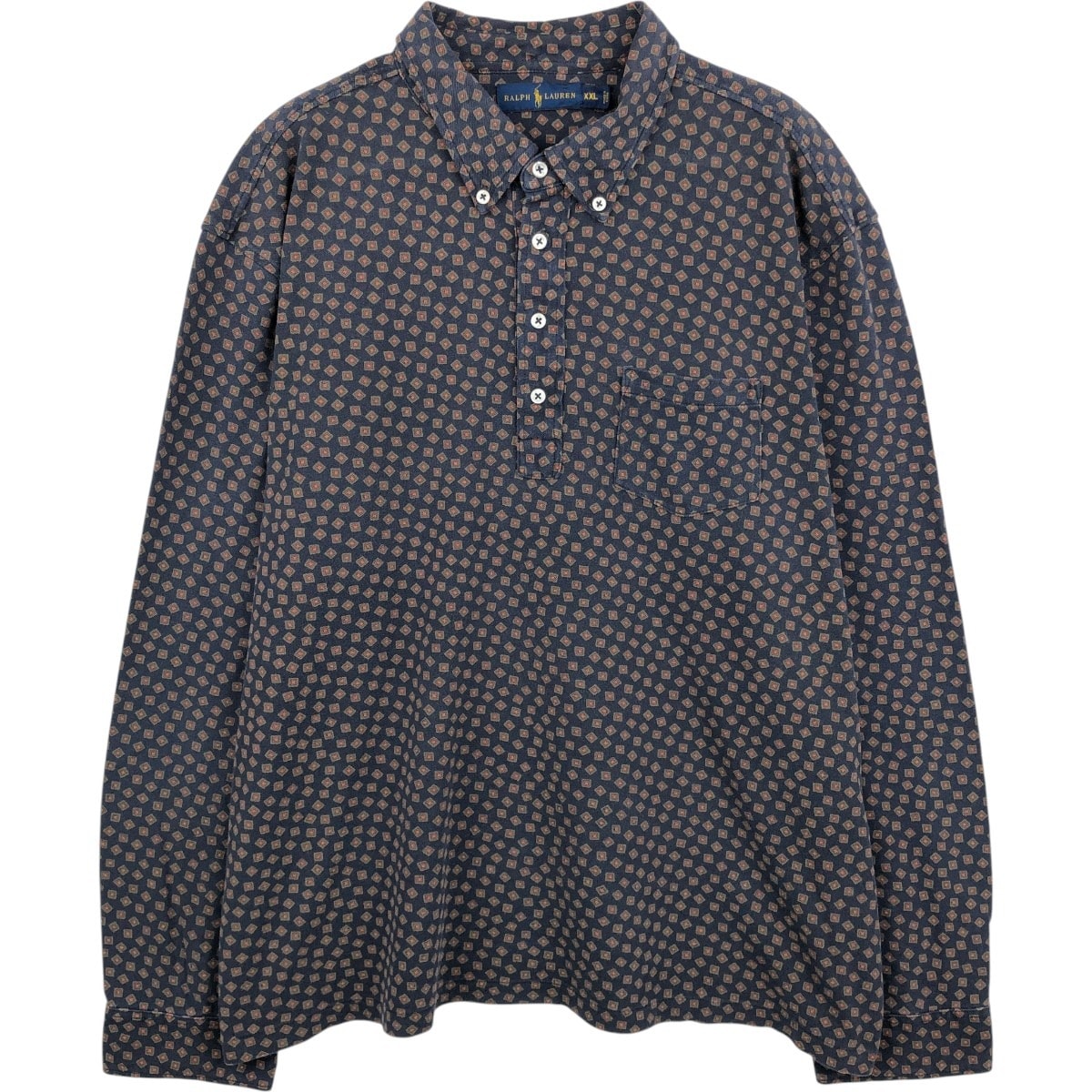古着 ラルフローレン Ralph Lauren 総柄 長袖 ポロシャツ メンズXXL相当/eaa652822