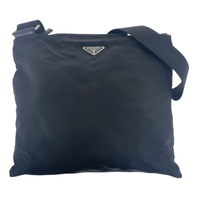PRADA プラダ テスート 三角ロゴプレート ブラック 黒 シルバー金具 ナイロン ショルダーバッグ メッセンジャーバッグ 603912 【中古】