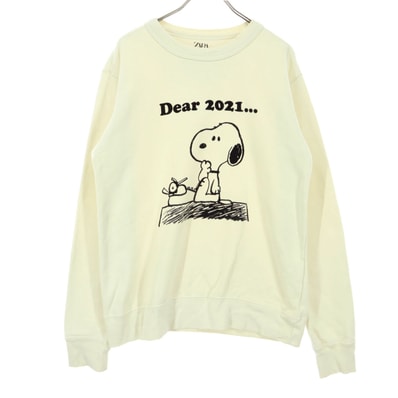 ZARA ザラ ピーナッツ キャラクタープリントプリント 長袖 トレーナー S アイボリー スヌーピー