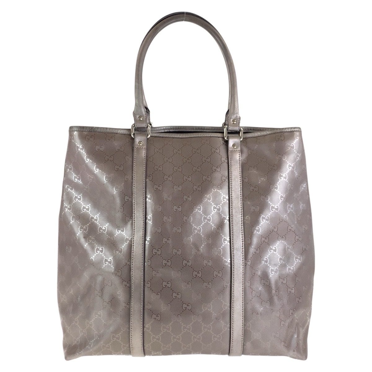 GUCCI グッチ GGインプリメ ブラウン シルバー金具 GGキャンバス レザー/ トートバッグ ショルダーバッグ 506584 【中古】