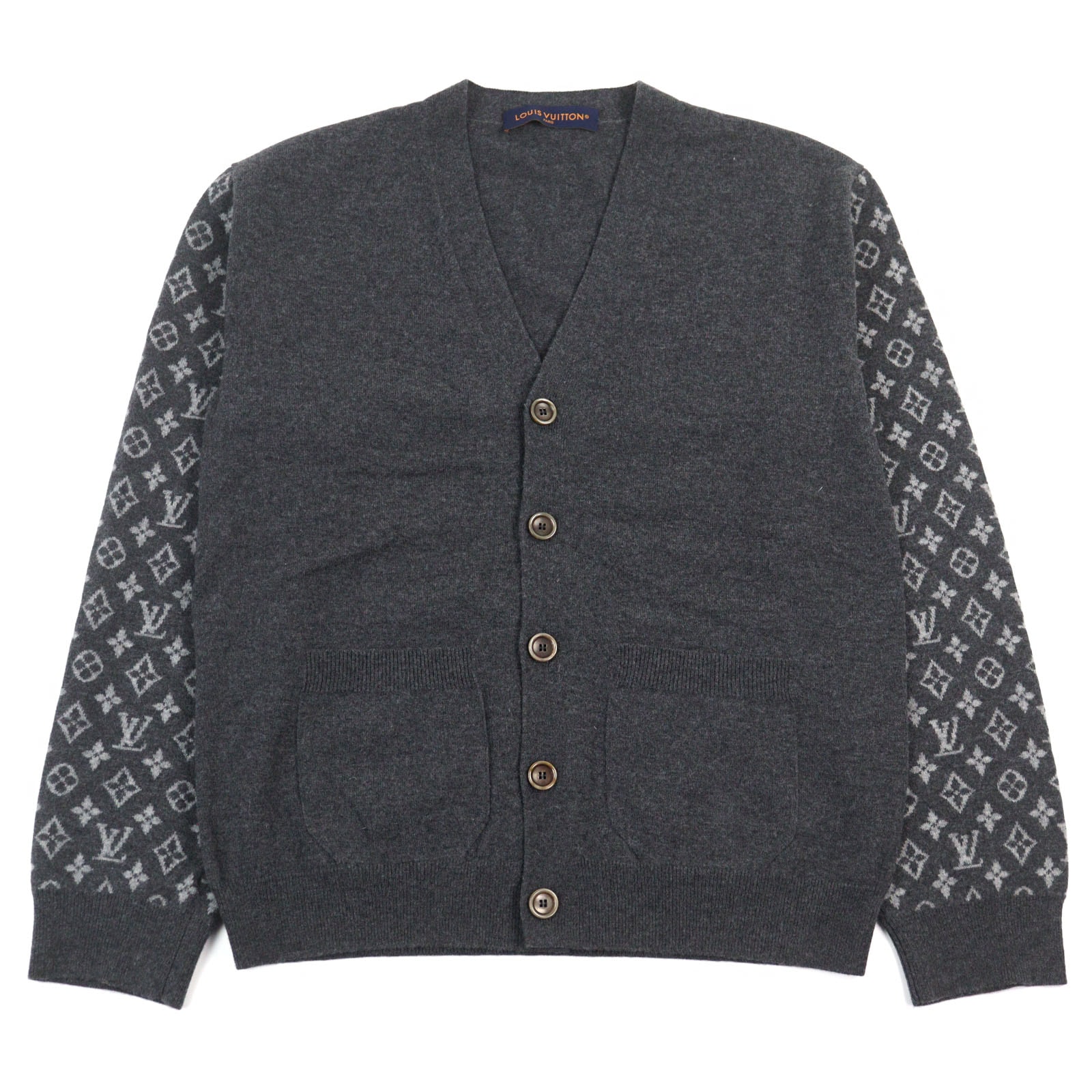 極美品 ルイヴィトン カーディガン カシミヤグレー系 メンズ S 1AATLY