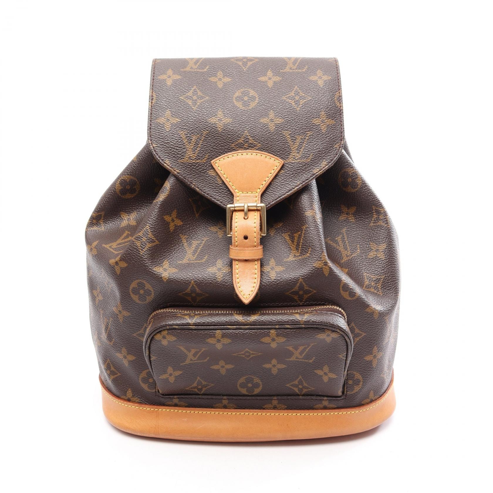 ルイ・ヴィトン LOUIS VUITTON モンスリMM リュックサック バックパック バッグ PVCコーティングキャンバス レザー モノグラム レディース ブラウン系 M51136 【中古】