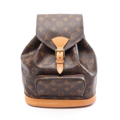 ルイ・ヴィトン LOUIS VUITTON モンスリMM リュックサック バックパック バッグ PVCコーティングキャンバス レザー モノグラム レディース ブラウン系 M51136 【中古】