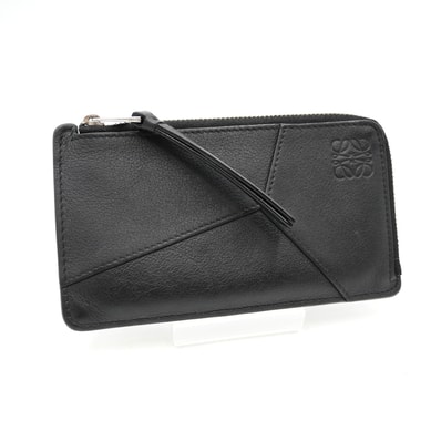 LOEWE(ロエベ)パズル ロング コイン&カードホルダー フラグメントケース カードケース ブラック レザー L字ファスナー 102130【中古】