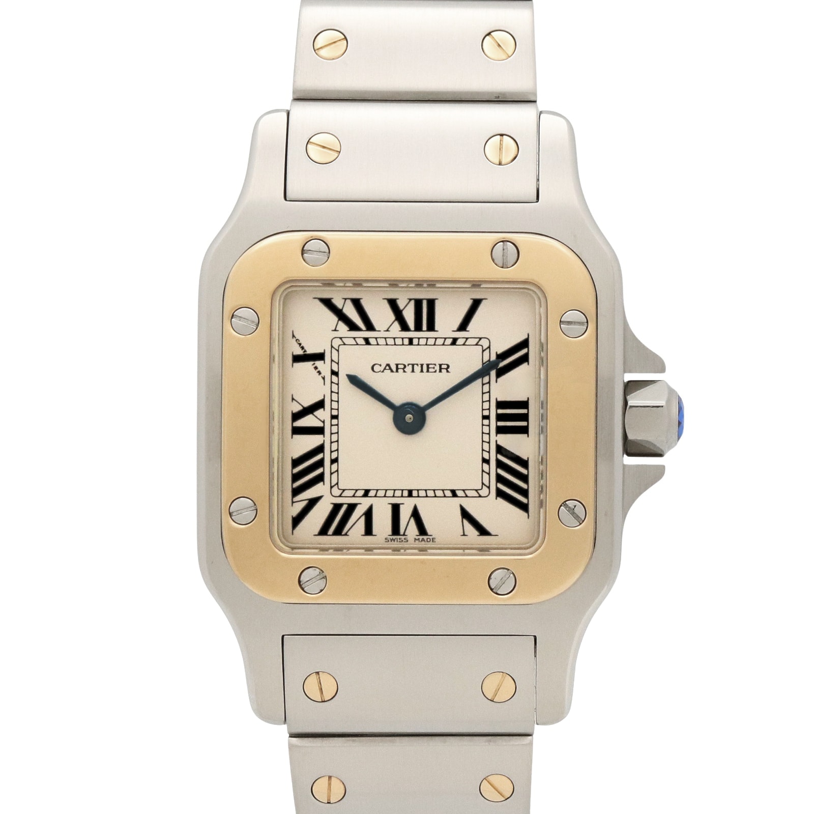 カルティエ CARTIER サントス ガルベ SM 腕時計 時計 K18(イエローゴールド) ステンレススチール レディース アイボリー系 W20012C4 【中古】