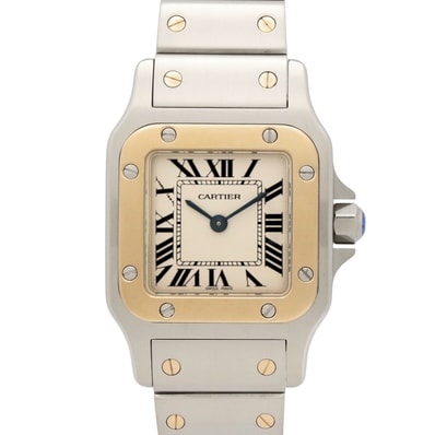 カルティエ CARTIER サントス ガルベ SM 腕時計 時計 K18(イエローゴールド) ステンレススチール レディース アイボリー系 W20012C4 【中古】