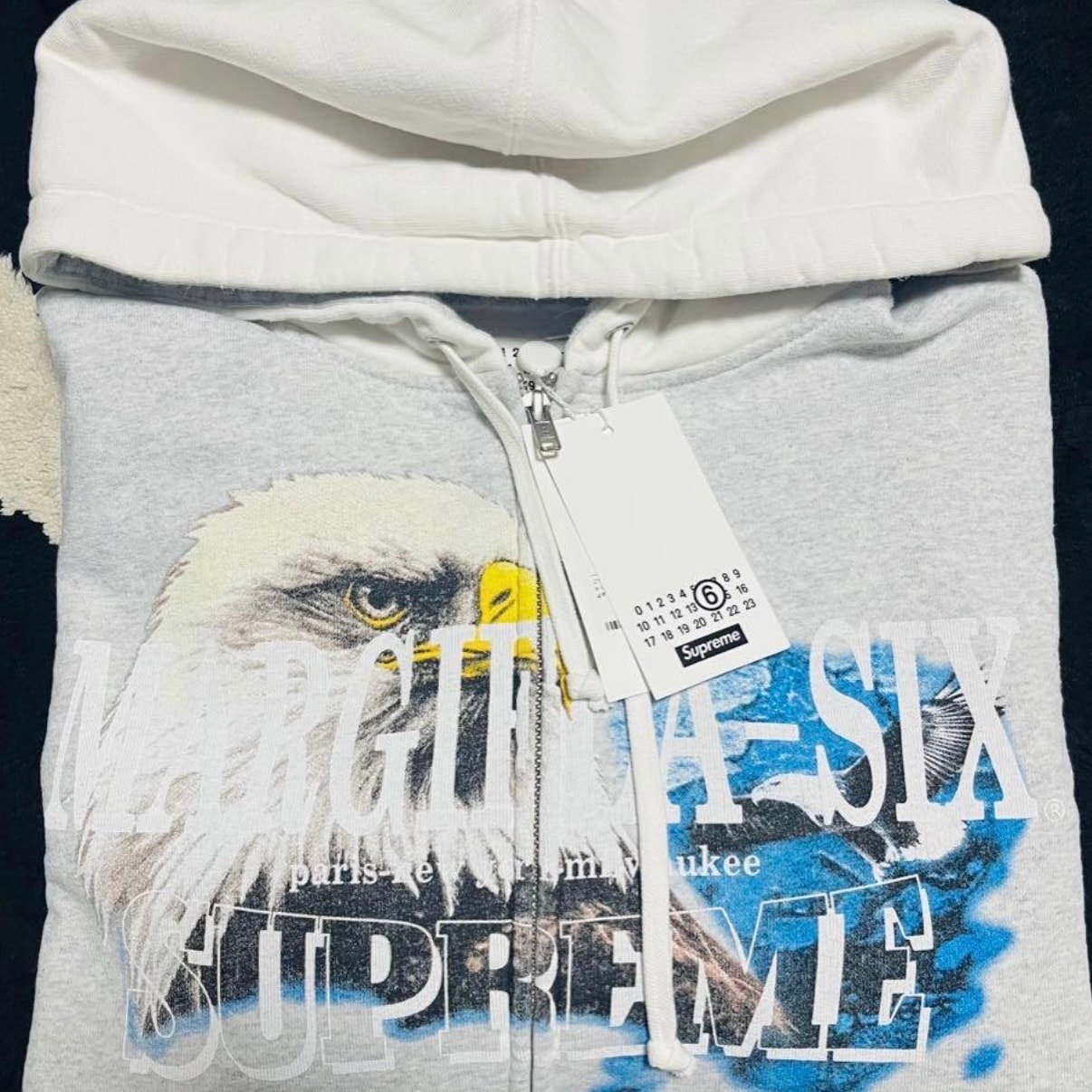 Supreme x MM6 Maison Margiela Eagle Zip Up Hooded Sweatshirt "Ash Grey"