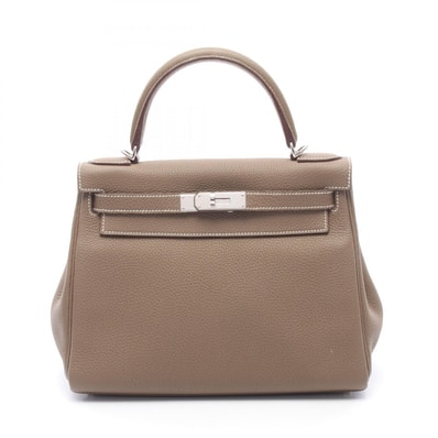 エルメス HERMES ケリー28 内縫い 2WAY ハンドバッグ バッグ レザー トゴ トゴ エトゥープ □P刻印(2012年製造) レディース グレー系 【中古】