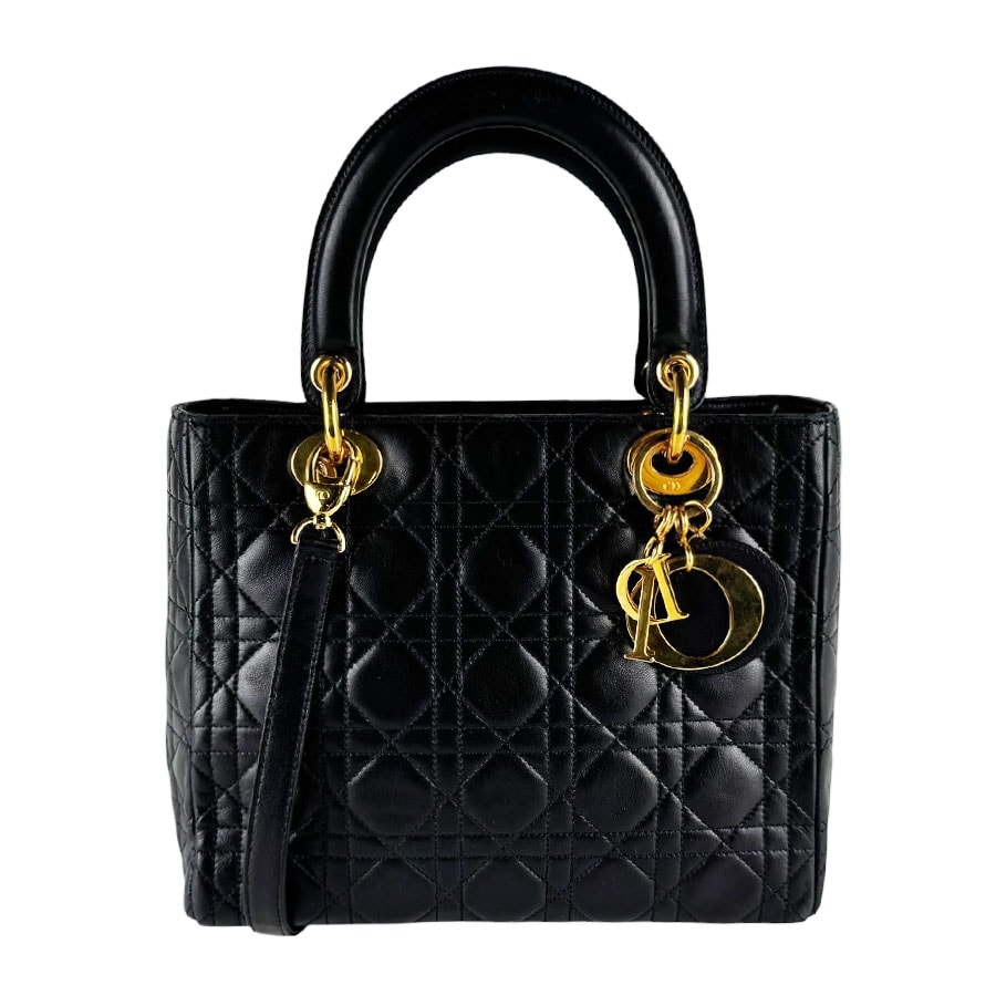 激レア‼良品✨christian Dior ショルダーバッグ 巾着 レザー 黒 C 
