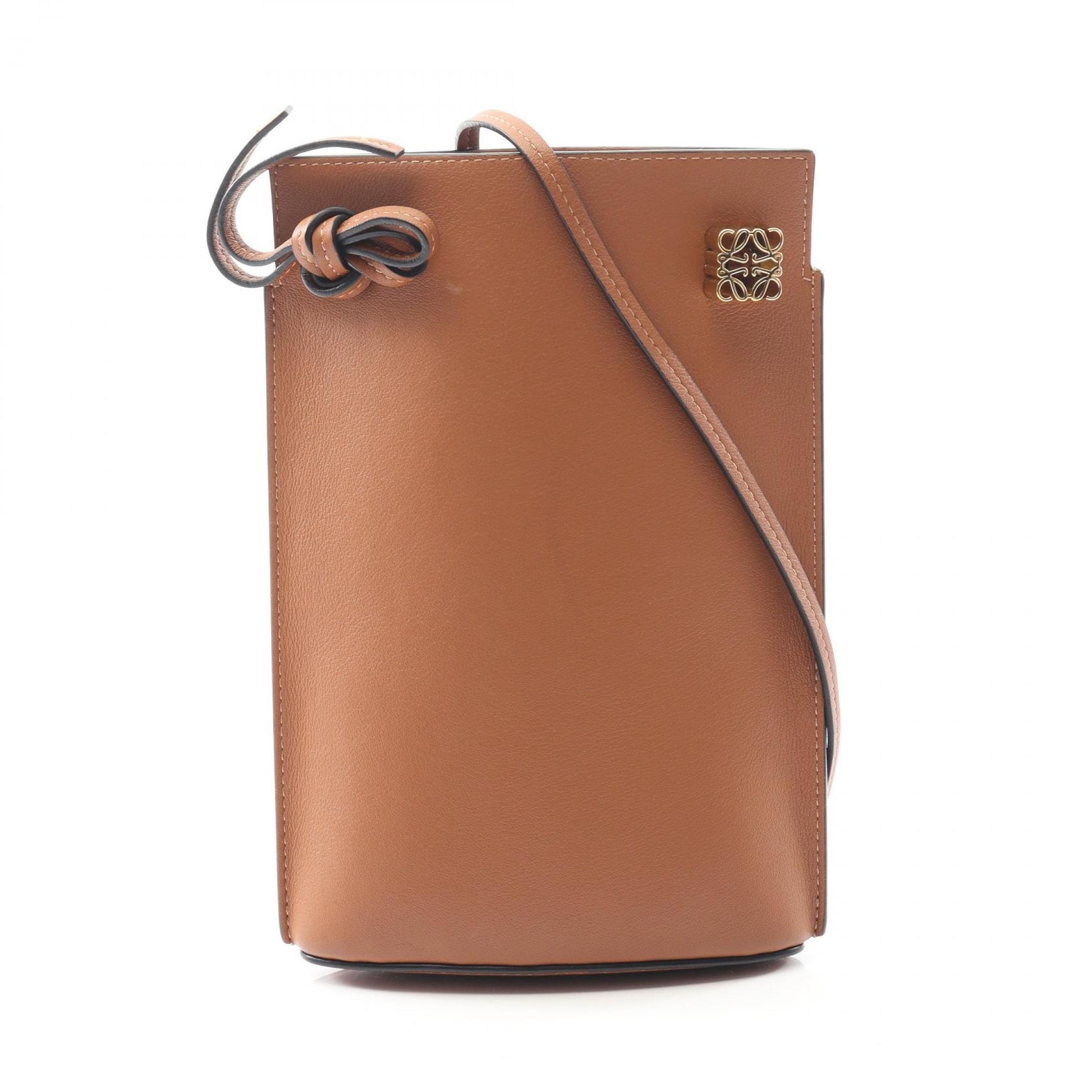 ロエベ LOEWE ダイスポケット ショルダーバッグ バッグ レザー レディース ブラウン系 【中古】