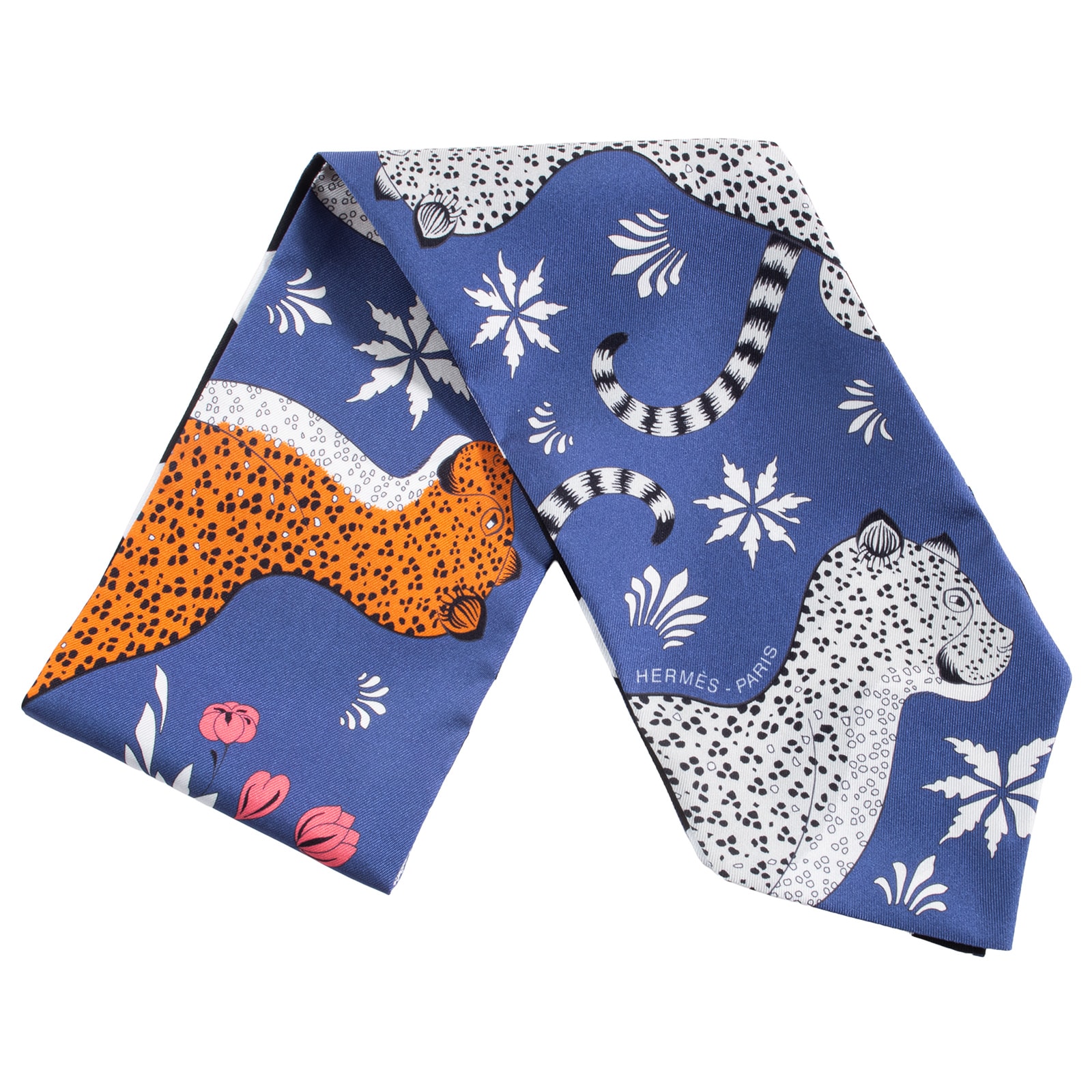 HERMES エルメス ツイリー マキシツイリー ツイルアップ Les Leopards レオパレード 152953S 01 シルク ブルー マルチカラー【中古】