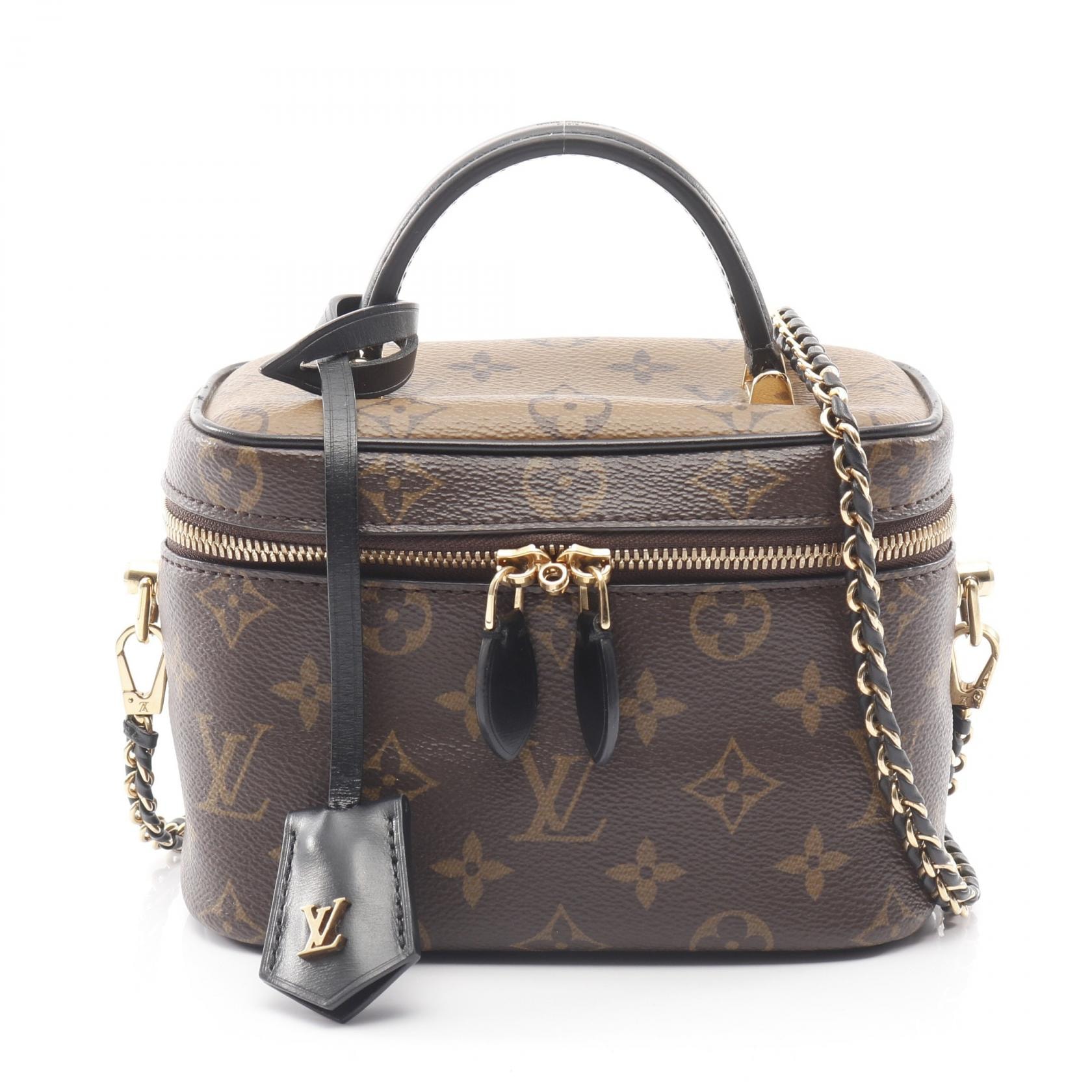 ルイ・ヴィトン LOUIS VUITTON ヴァニティ NV PM モノグラムリバース ハンドバッグ バッグ PVCコーティングキャンバス レザー レディース ブラウン系 / ブラック系 M45165 【中古】