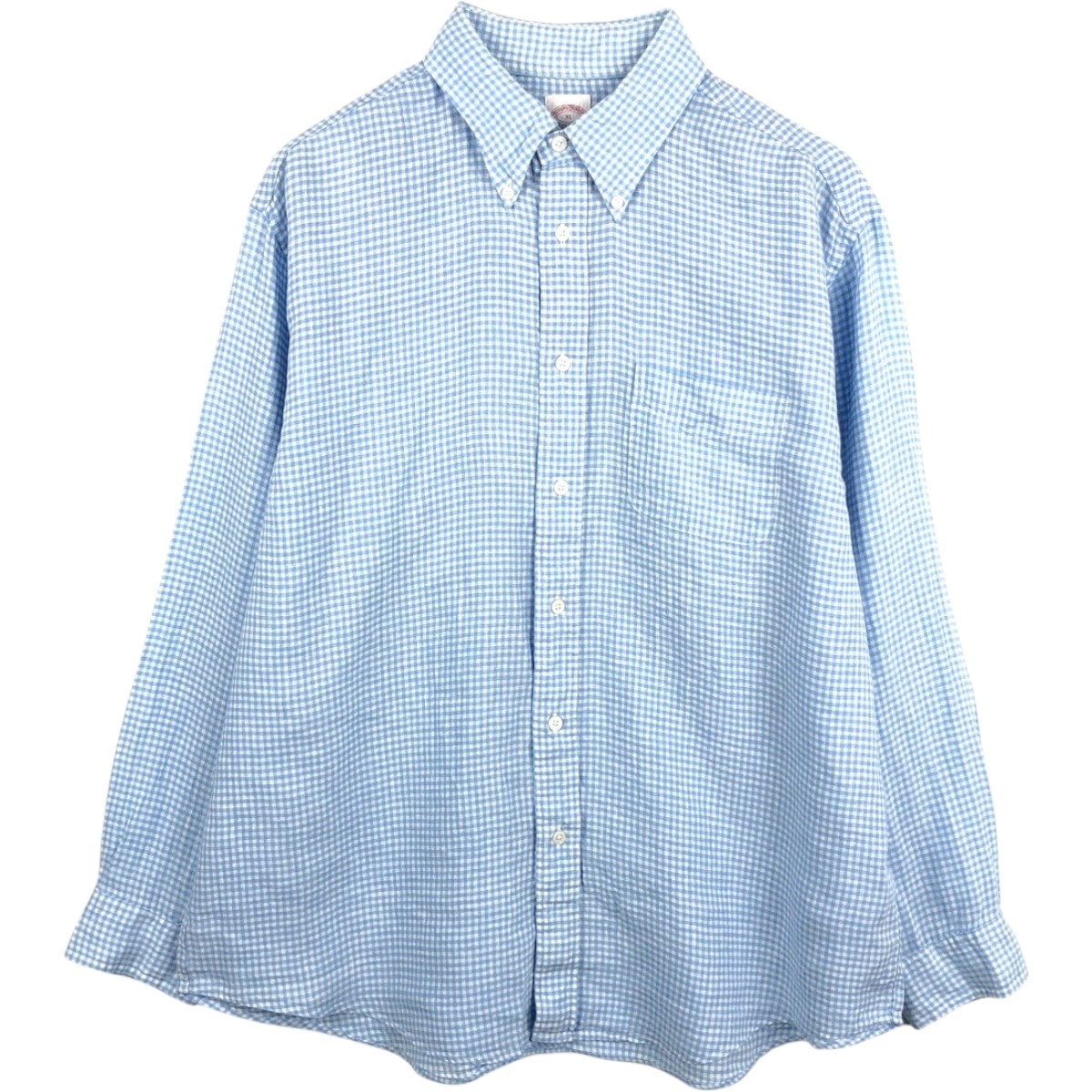 古着 ブルックスブラザーズ Brooks Brothers Est.1818 MADISON ギンガムチェック 長袖 リネン ボタンダウンシャツ メンズXL相当/eaa668017