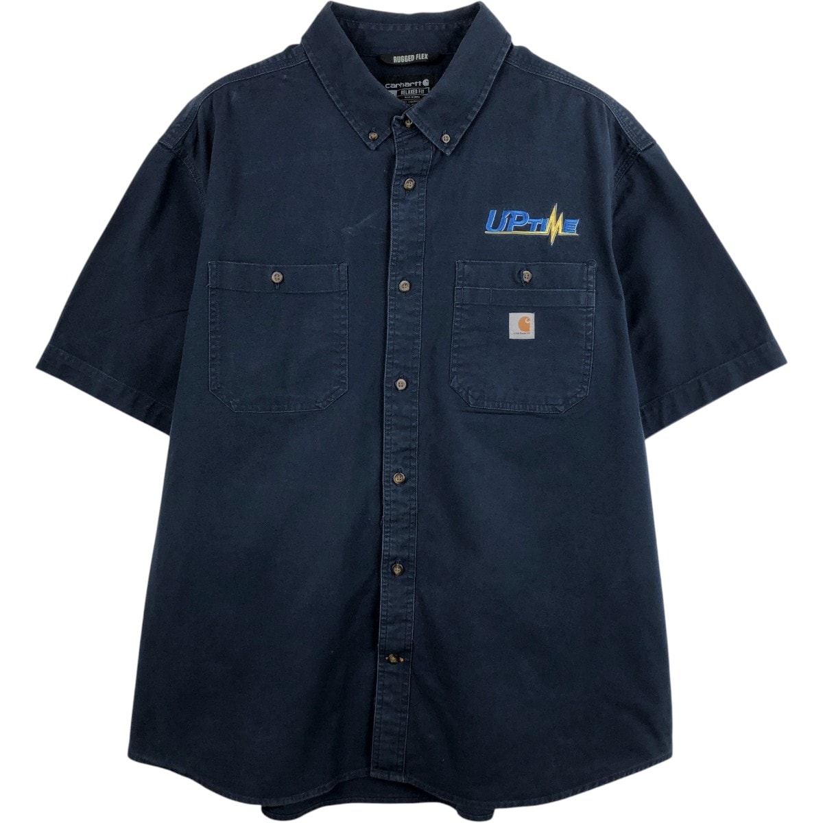 古着 カーハート Carhartt RELAXED FIT RUGGED FLEX ボタンダウン 半袖 ワークシャツ メンズXXL相当/eaa665488
