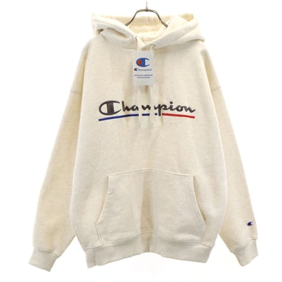 未使用 Champion チャンピオン 長袖 スウェットパーカー M アイボリー系 プルオーバー 裏起毛