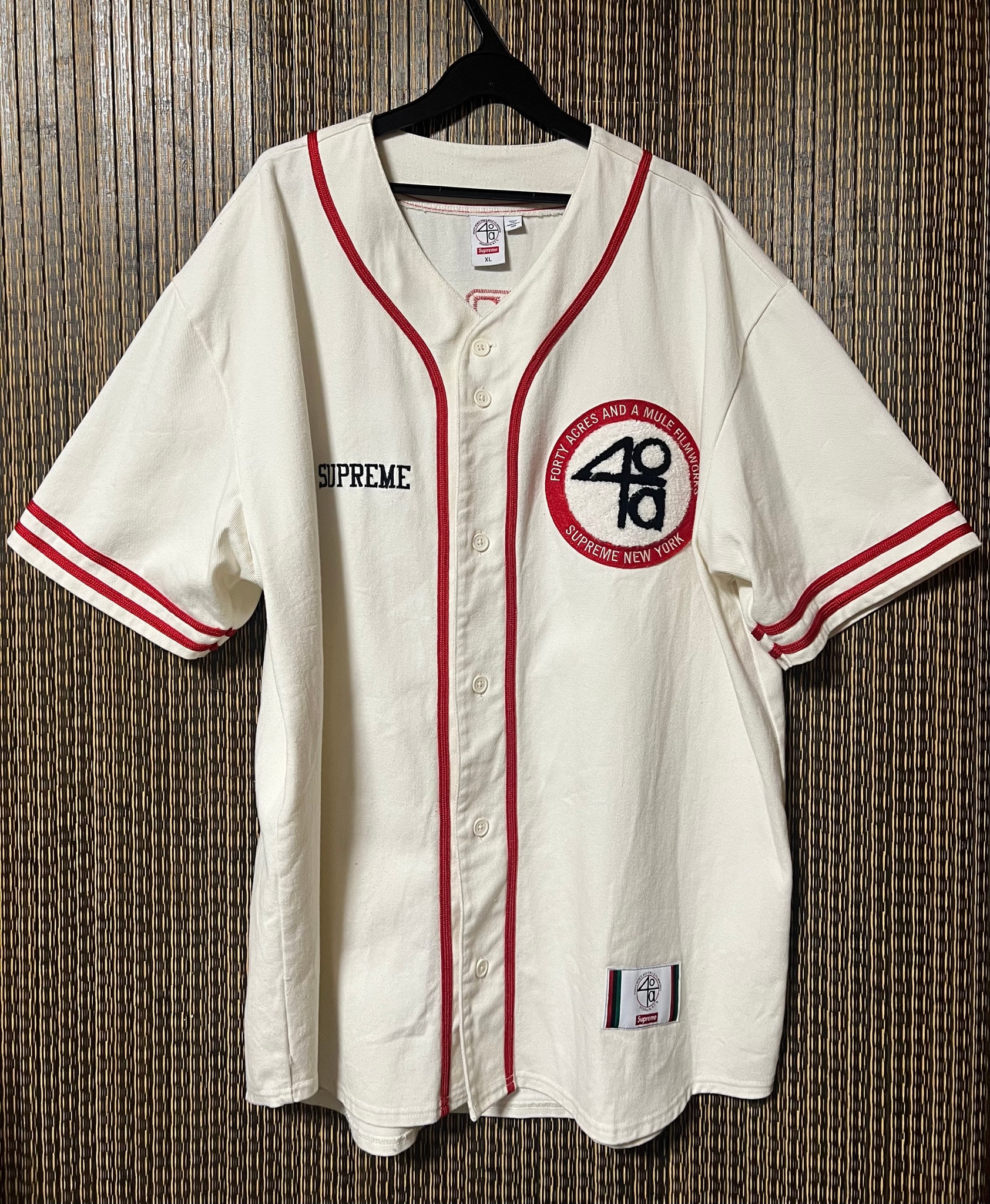 Supreme x 40 Acres Twill Baseball Jersey "Natural"