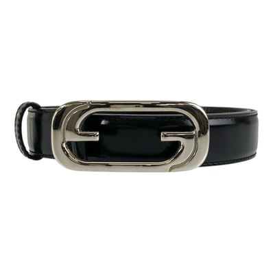 GUCCI グッチ 75cm/30インチ ブラック 黒 シルバー金具 レザー ベルト GGバックル 1-0250262 【中古】