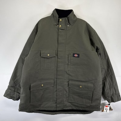 古着 デッドストック ディッキーズ Dickies ジャケット ワークJKT フルジップ ワンポイントロゴ 大きいサイズ 2XL グレー系 メンズ