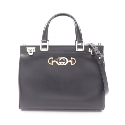 グッチ GUCCI ズゥミ ミディアム トップハンドル 2WAY ハンドバッグ バッグ レザー レディース ブラック系 564714 【中古】