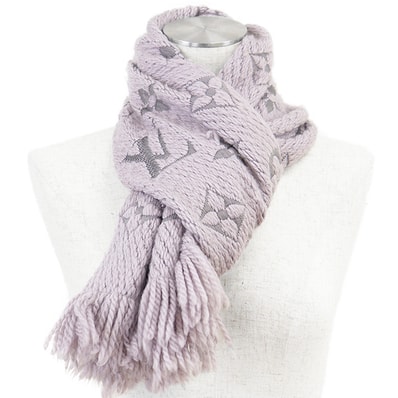 【SALE】LOUIS VUITTON ルイ・ヴィトン マフラー メンズ レディース ユニセックス エシャルプ・ロゴマニア LV ロゴ モノグラム ウール × シルク ダブルフェイス フリンジ 小物 グレージュ 灰色 イタリア製 M74742