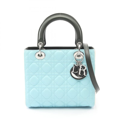 ディオール Dior LADY DIOR レディディオール カナージュ 2WAY ハンドバッグ バッグ レザー レディース ブルー系 / グリーン系 / ホワイト系 【中古】