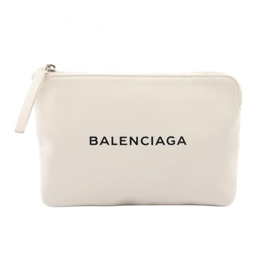 バレンシアガ BALENCIAGA エブリデイポーチ セカンドバッグ クラッチバッグ バッグ レザー メンズ レディース ホワイト系 492465 【中古】