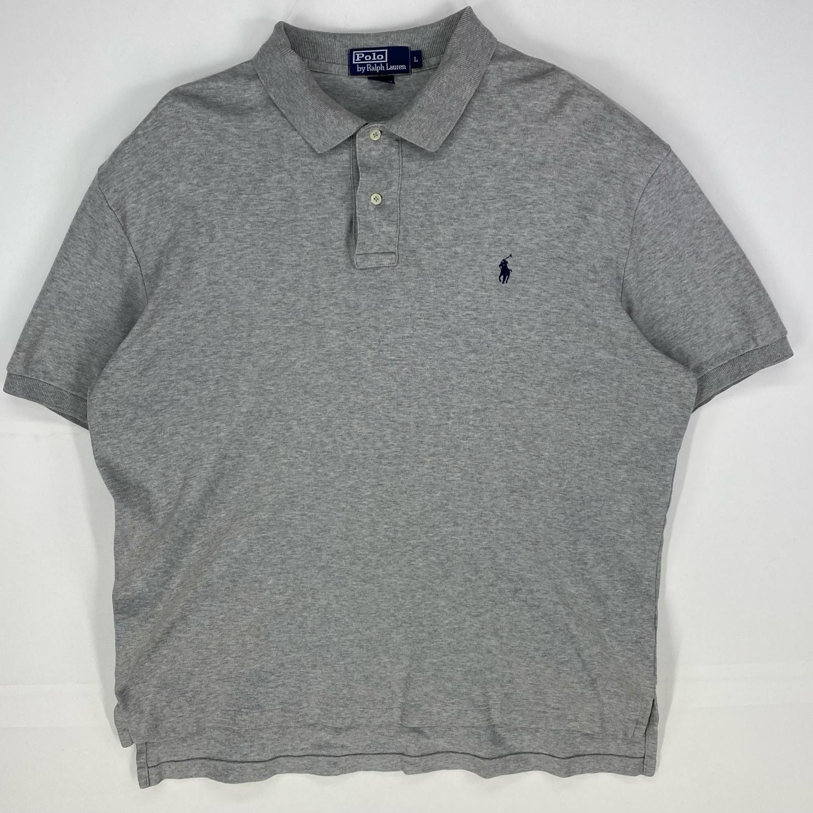 古着 ポロバイラルフローレン Polo by Ralph Lauren 半袖シャツ ワンポイント ポニー ポロシャツ ロゴ刺繍 L グレー系 メンズ