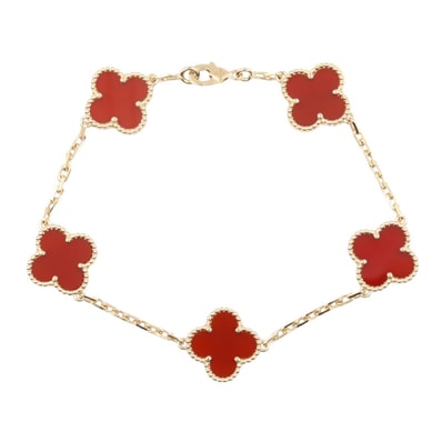 ヴァンクリーフ&アーペル Van Cleef & Arpels ヴィンテージアルハンブラ カーネリアン 5P ブレスレット ブレスレット アクセサリー K18PG(ピンクゴールド) カーネリアン レディース ゴールド系 / レッド系