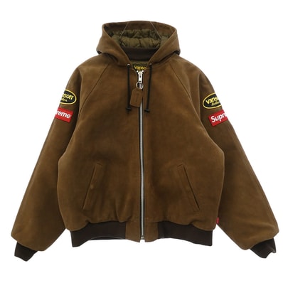 Supreme シュプリーム 24AW vanson Leathers バンソン Hooded Work Jacket ワーク ジャケット ブラウン系 M【中古】